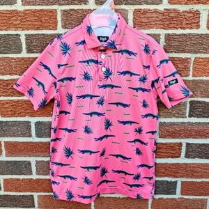 Waggle Chubbs Polo Shirt Boys Small Alligators Palms Golf Performance 8/9